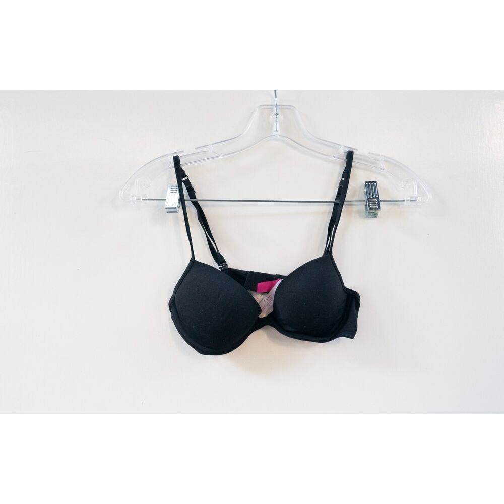 Victoria's Secret Pink Bra Women's 32B Black T-shirt Demi Lightly Lined